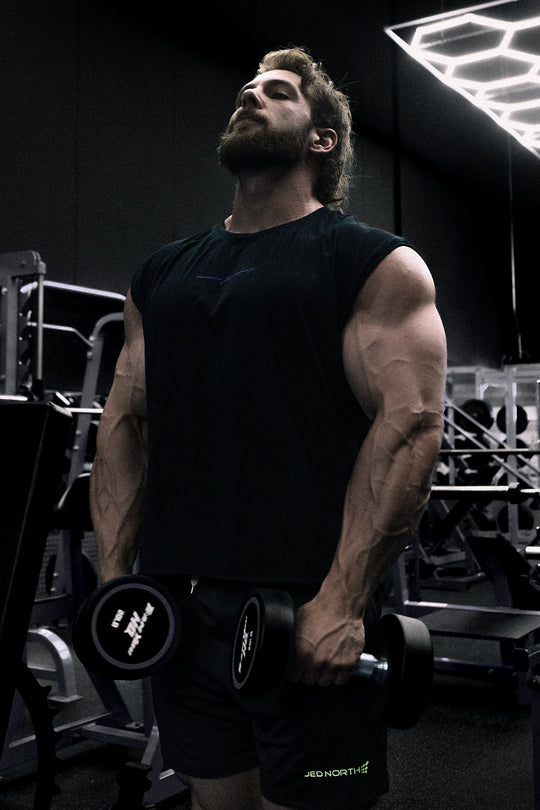 Raglan Sleeveless Muscle Tank - All Black