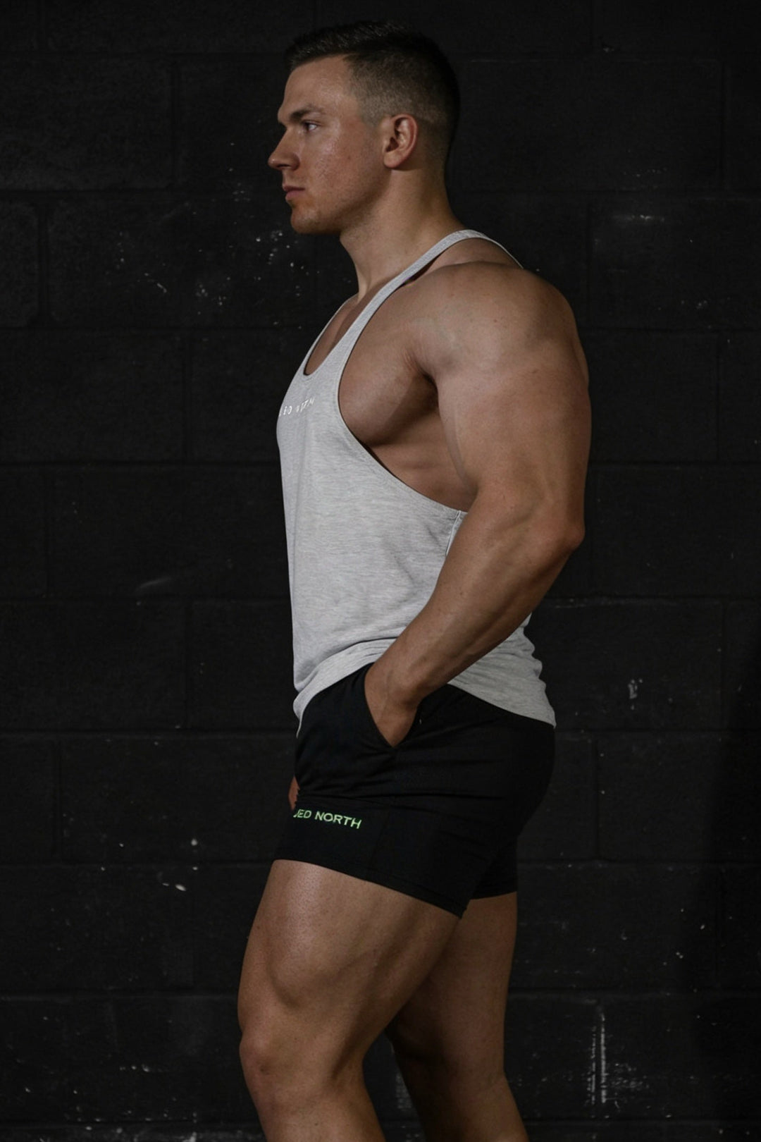 Classic Bodybuilding Racerback Stringer - Light Gray