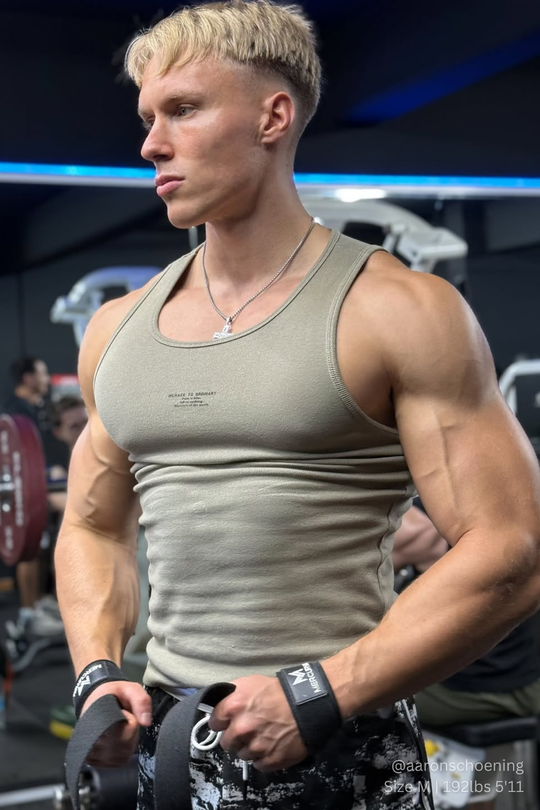 Ribbed Muscle Tank Top - Khaki