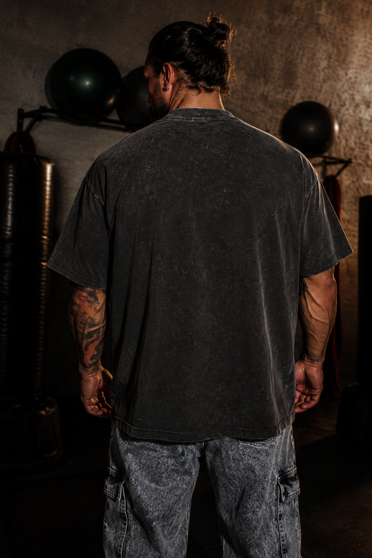 Acid Washed Oversized T-Shirt - Charcoal Black
