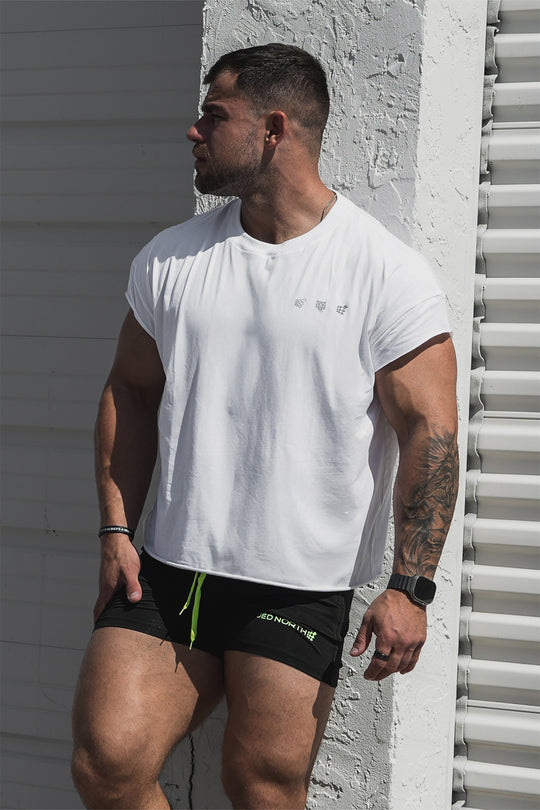 Oversized Raw-Cut Cropped Tee - White