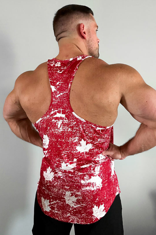 Graphic Muscle Stringer - Red Maple Leaf
