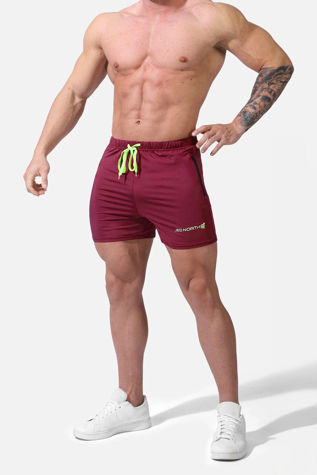 Agile Bodybuilding 4'' Shorts w Zipper Pockets - Maroon – Jed North