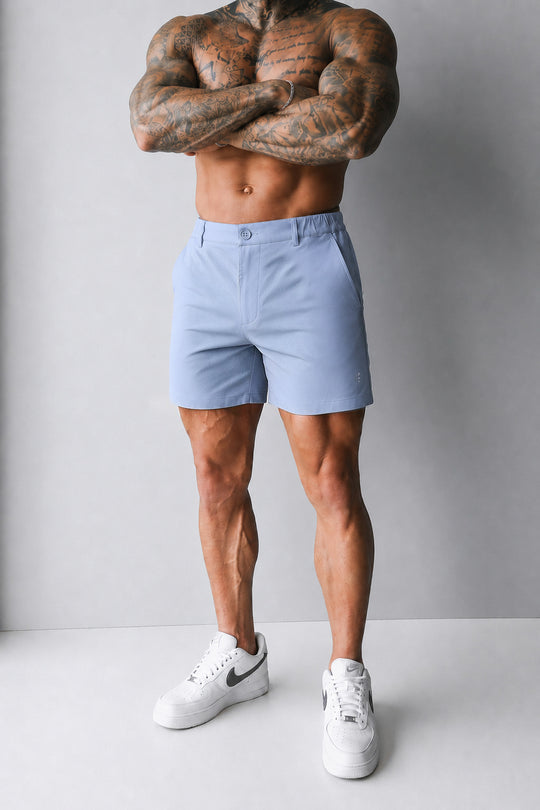 Flex Waist Chino Shorts - Light Blue