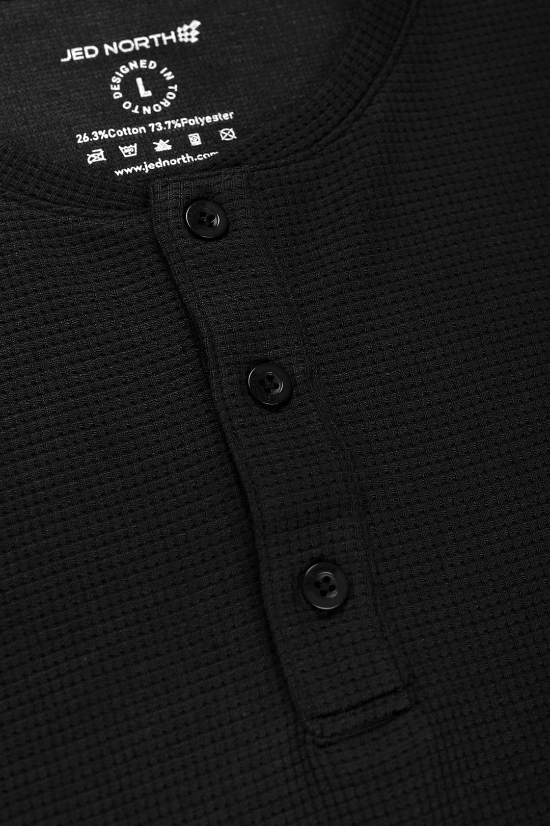Waffle Henley T-Shirt - Black