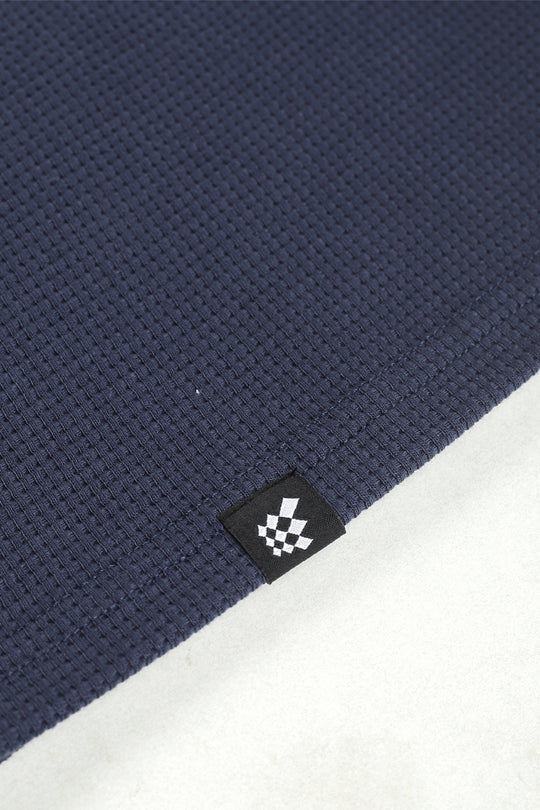 Waffle Henley T-Shirt - Dusty Blue