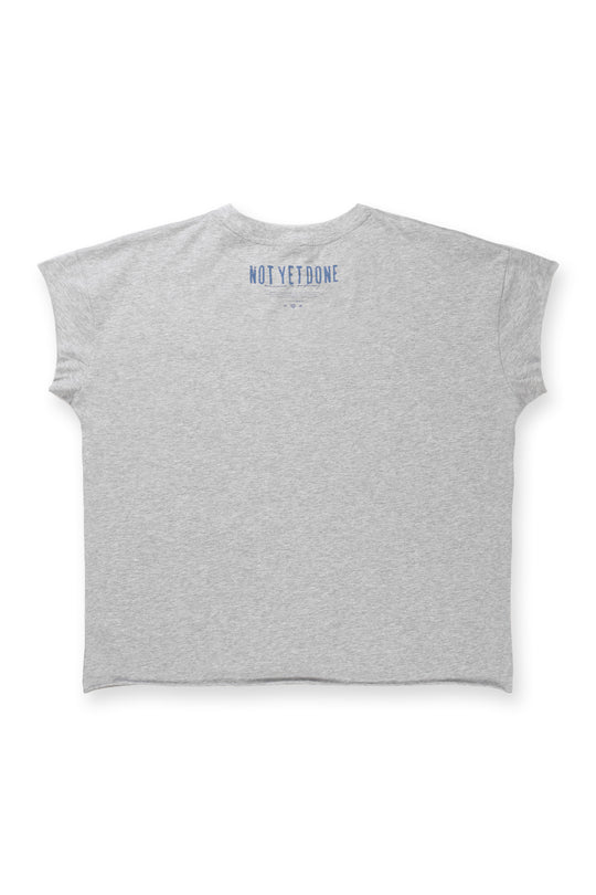 Oversized Raw-Cut Cropped Tee - Heather Gray