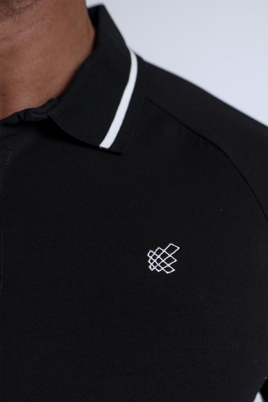 Banded Muscle-Fit Polo T-Shirt - Black