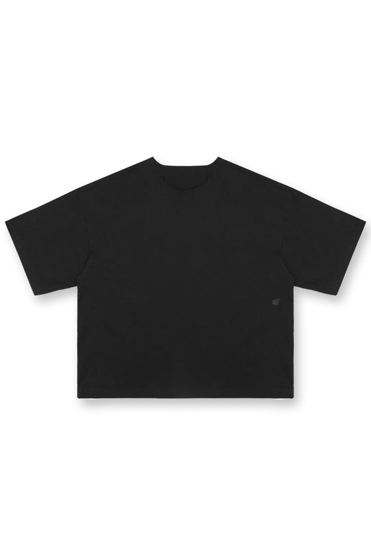 Raw-Cut Boxy Crop Tee - Black