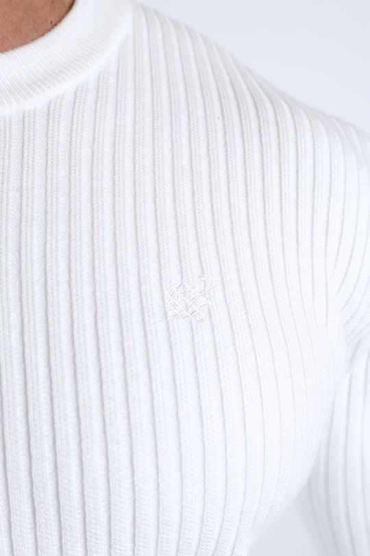 Ribbed Henley Collar Longsleeve  - Cream