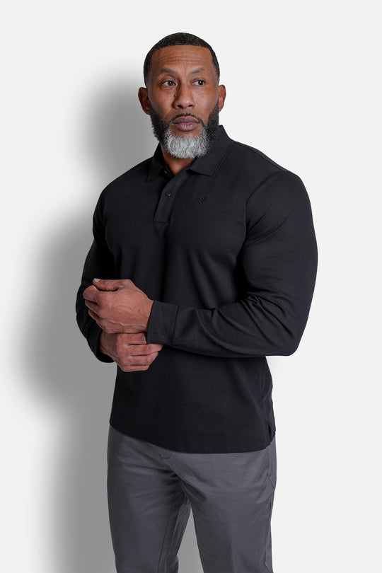 Polo Button-Up Longsleeve - Black