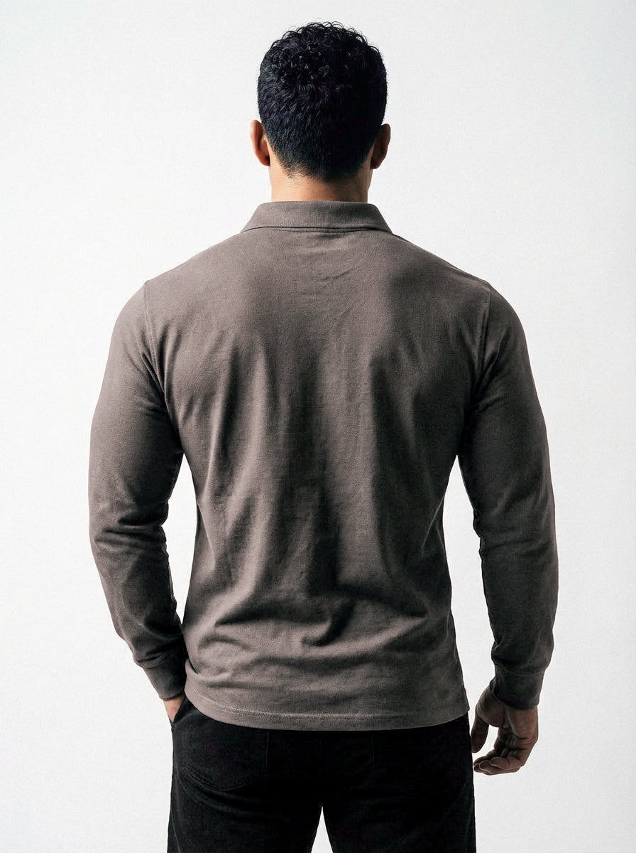 Polo Button-Up Longsleeve - Cool Olive