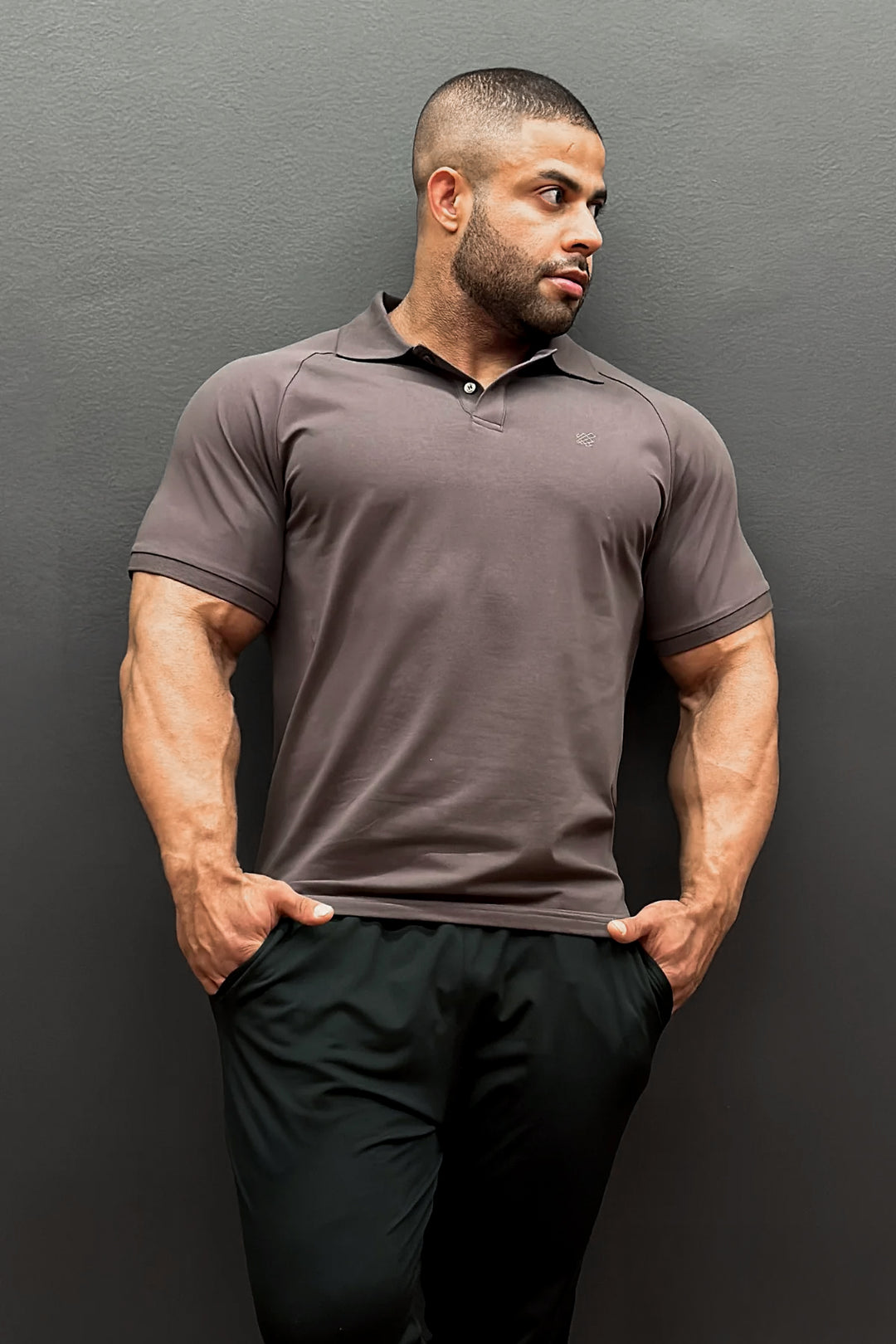 Muscle Fit All-Day Polo T-Shirt - Steel Gray
